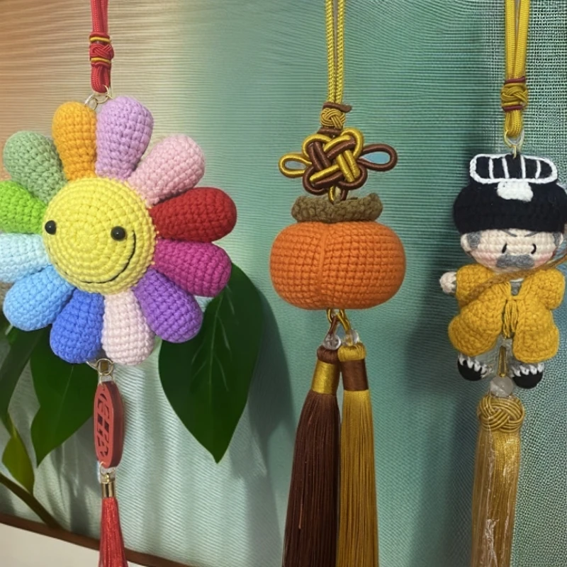 纯手工钩织汽车挂件