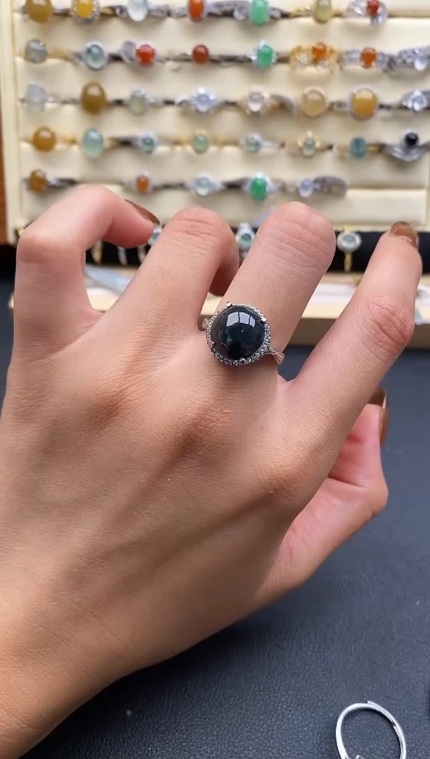 银S925镶嵌戒指翡翠22222222+3