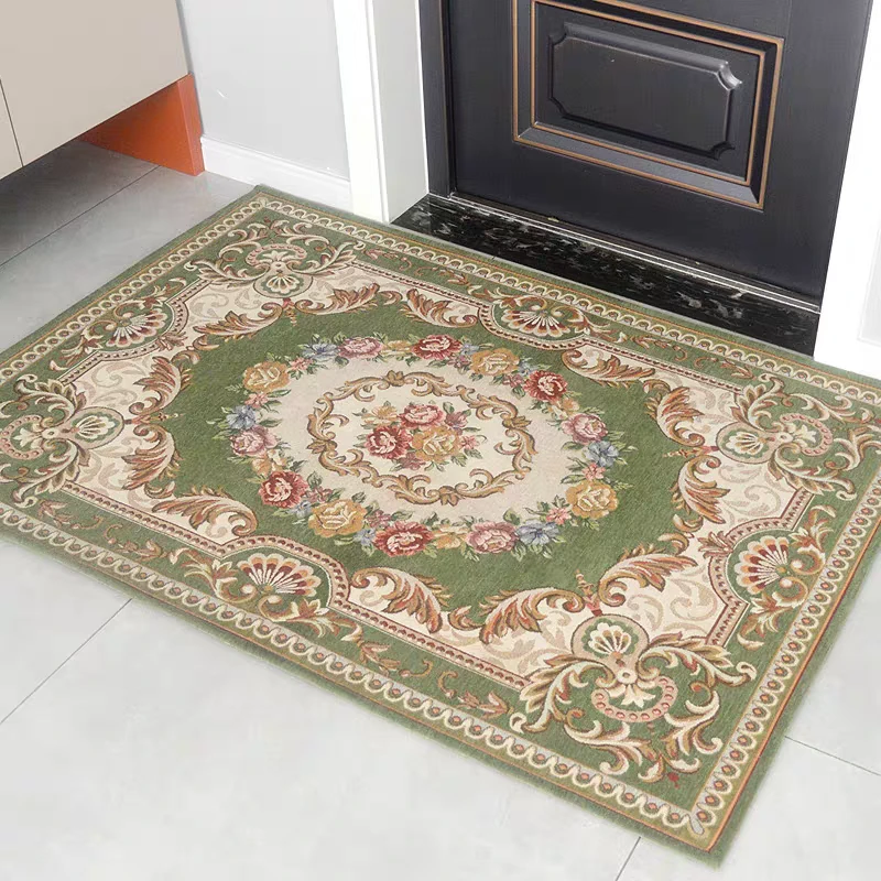 绿色欧式花防滑地垫入户垫尺寸70*120左右