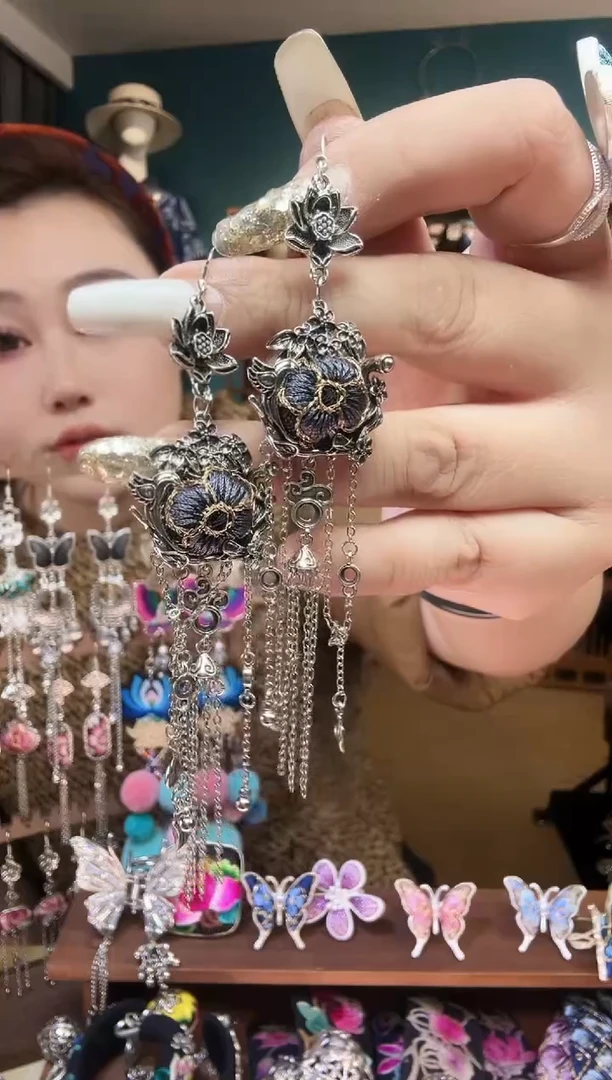 刺绣纯手工民族风刺绣耳环