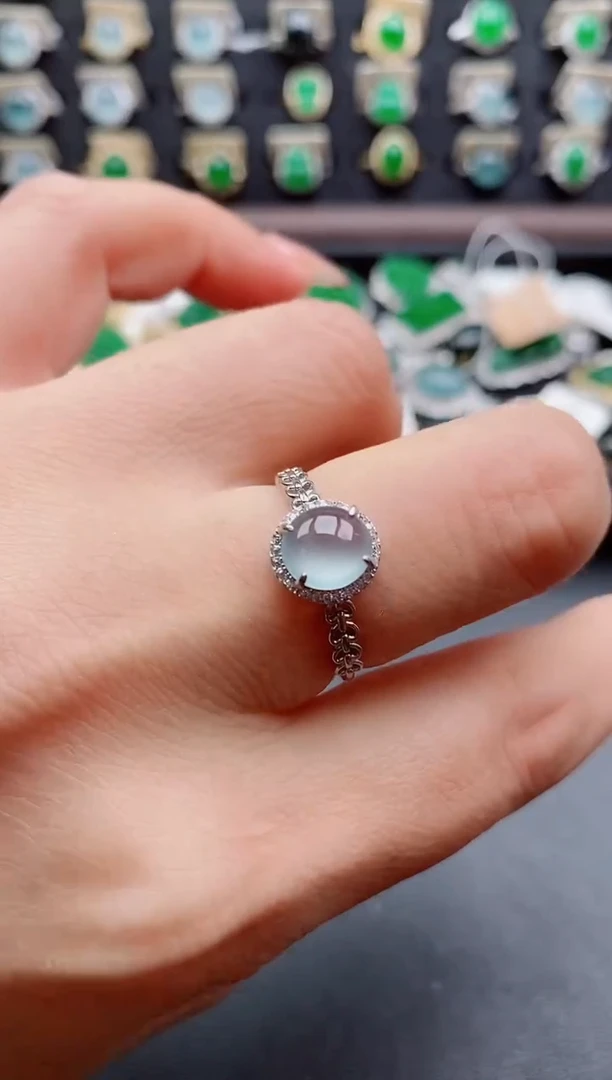 银S925镶嵌戒指翡翠1