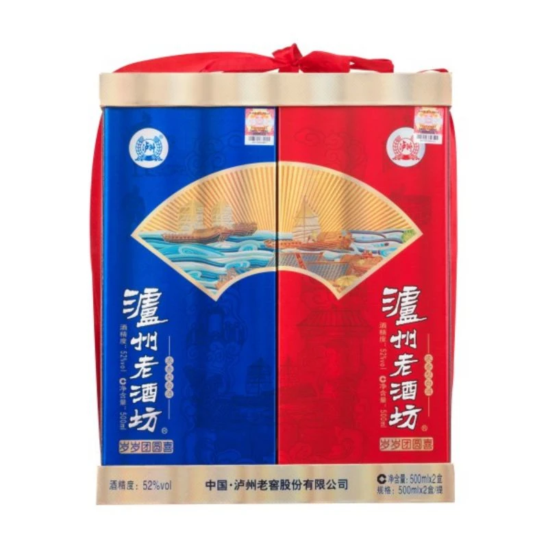 泸州老窖52度浓香型老酒坊岁岁团圆喜酒52度500ml*2*3礼盒装
