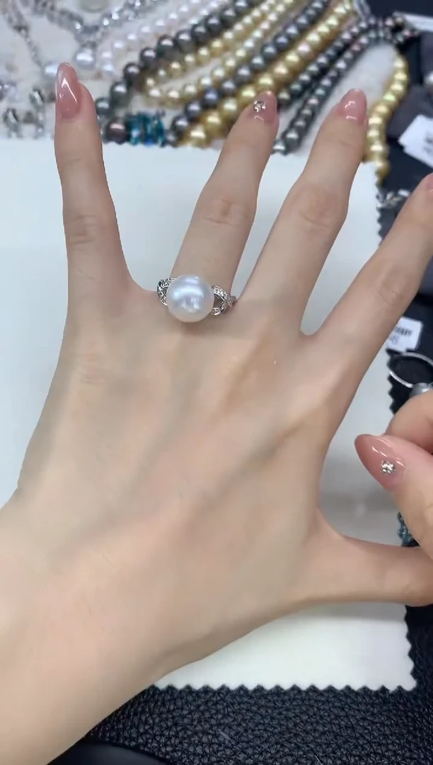 18K金镶嵌戒指海水珍珠A97