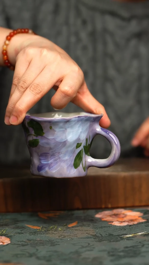 杯釉下彩手工手绘同款陶器