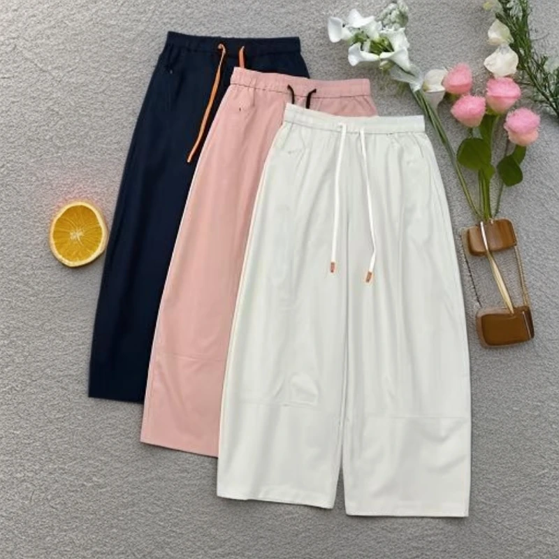 276337 薄款阔腿裤直筒女版宽松九分裤百搭休闲高腰夏季休闲裤