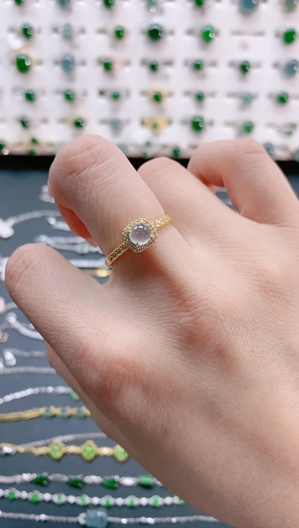 【闪购商品】翡翠戒指银S925镶嵌天然翡翠