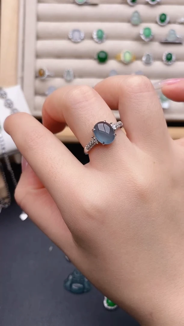 银S925镶嵌戒指翡翠0