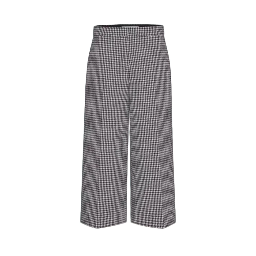 未使用 DIOR/迪奥 黑白千鸟格阔腿八分裤