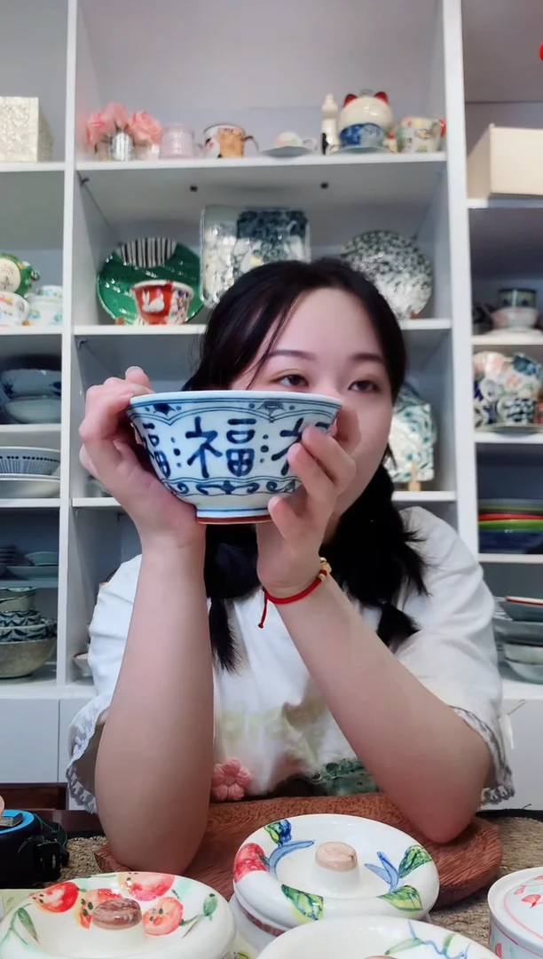 陶瓷蓝凛堂福字米饭碗12.5cm