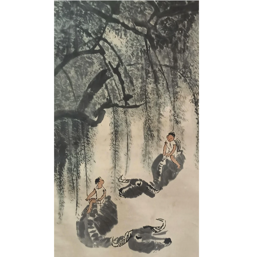 【辽拍】V250709-2-565《牧牛图》（4.3平尺) 纸本镜片 yy1223t