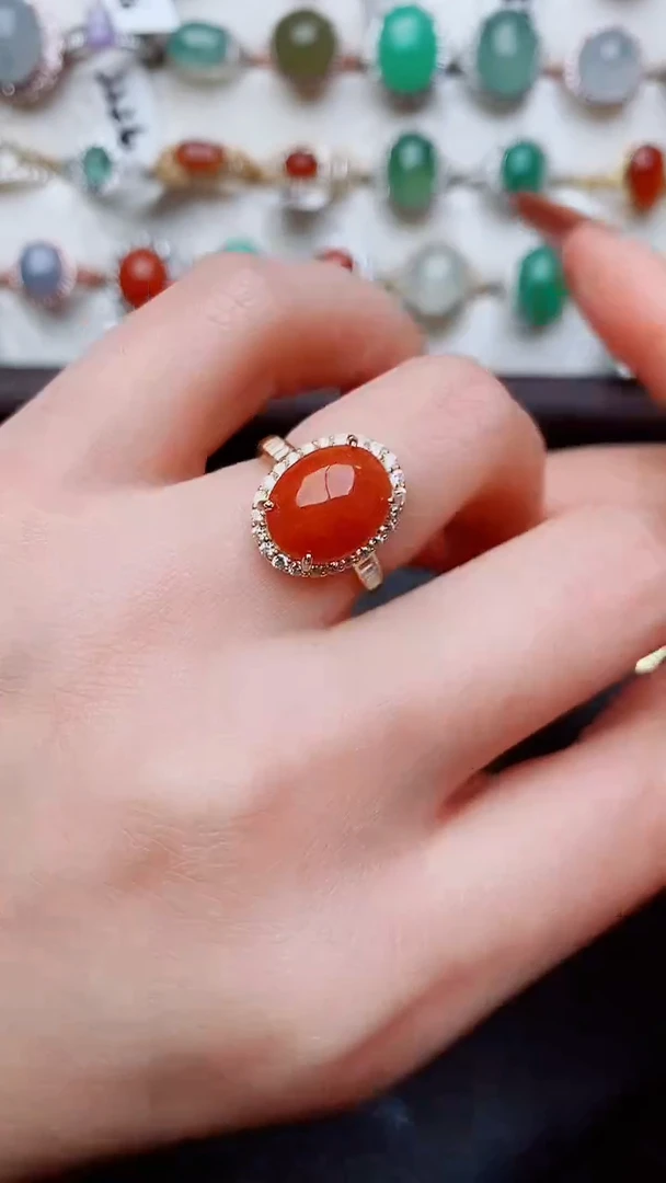 银S925镶嵌戒指翡翠...