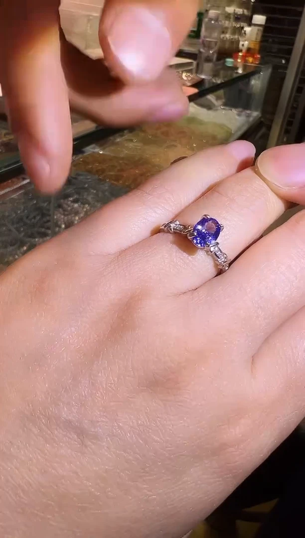 银S925镶嵌戒指坦桑石1214m056多样性发其一