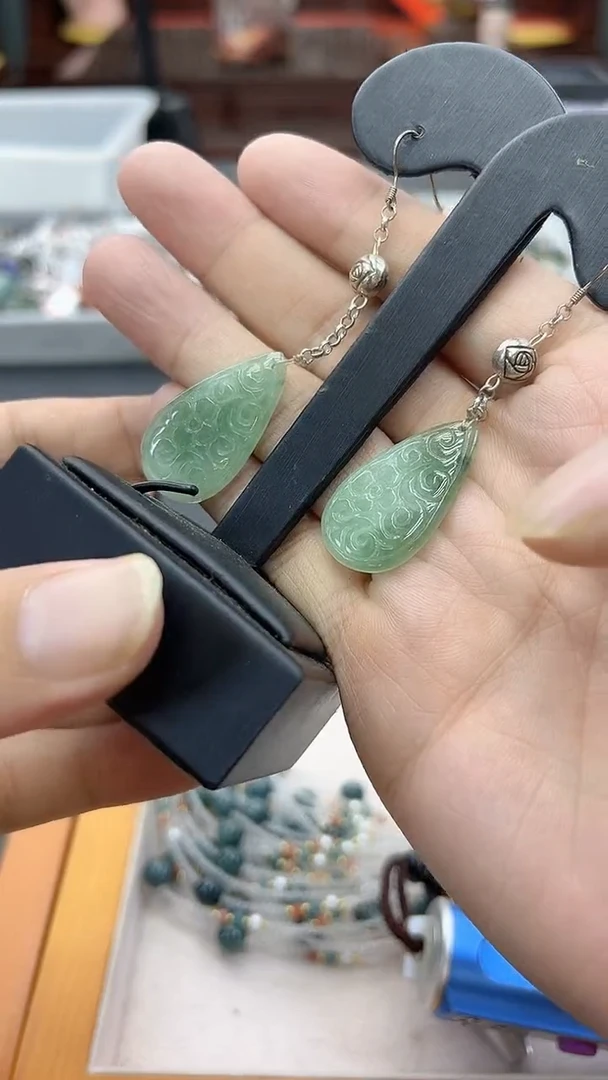 未镶嵌翡翠耳饰翡翠水滴耳坠