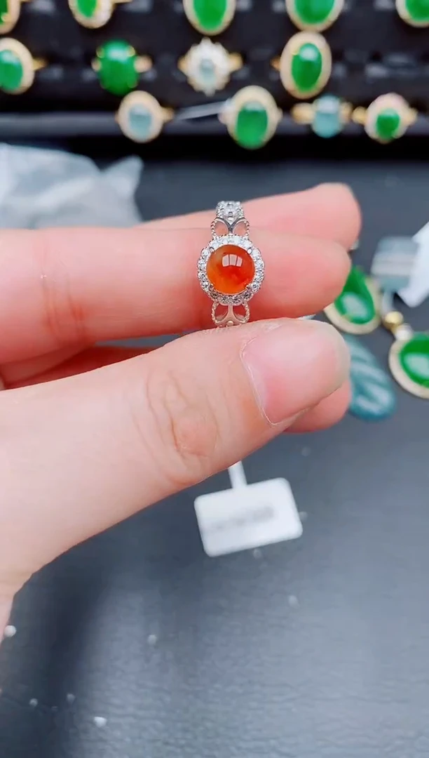 【闪购商品】翡翠戒指银S925镶嵌天然a货翡翠383