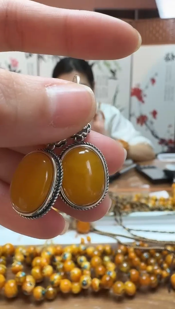 蜜蜡颈饰银S925镶嵌3372天然蜜蜡珠宝奇石全都保真