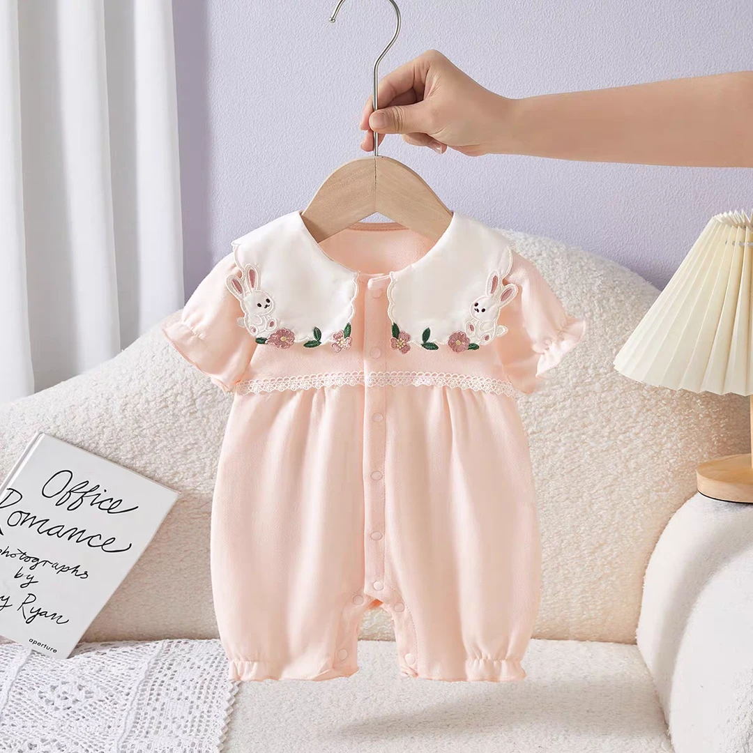 婴儿衣服夏季薄款婴幼儿连体衣公主可爱外出服夏季女宝宝哈衣爬服