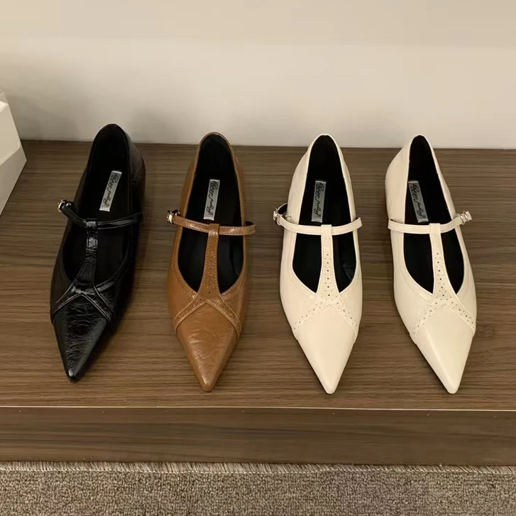 法式尖头镂空玛丽珍鞋配裙子内增高气质通勤百搭单鞋32201-62