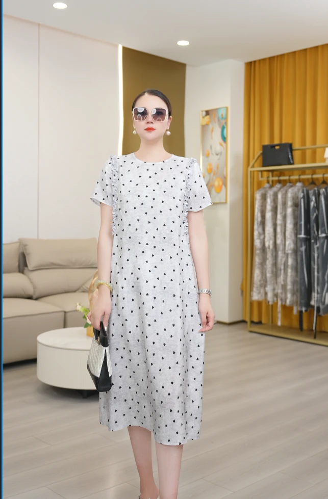 【宸慕】重绉夏季减龄显瘦100%桑蚕丝连衣裙25747