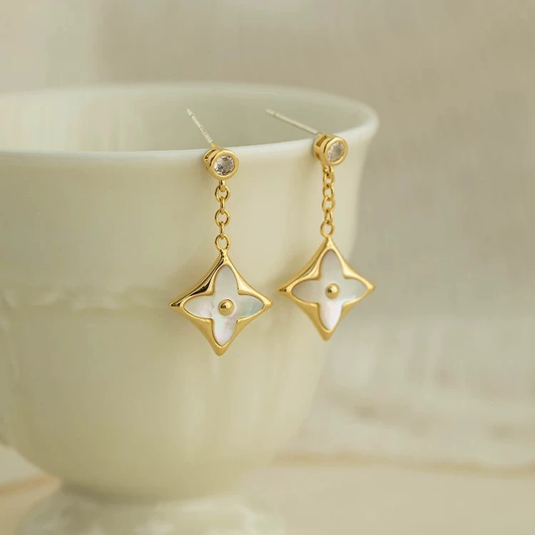 铜合金耳饰 AL5987新款精致感经典花花百搭流苏耳环