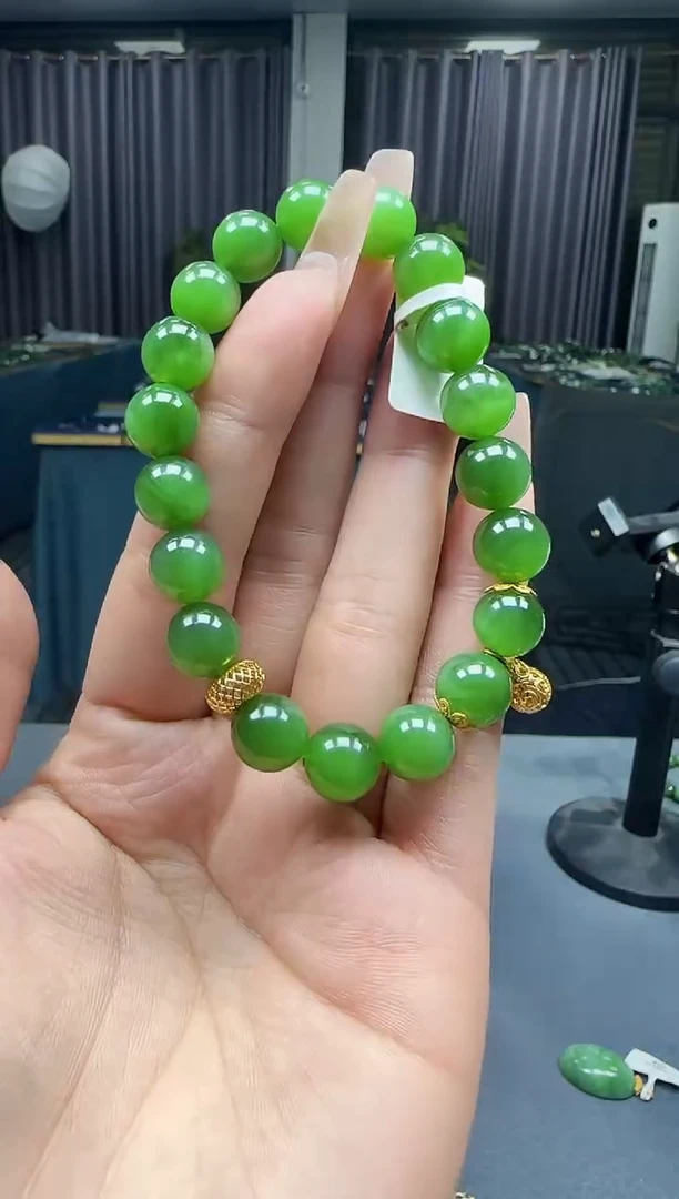 【闪购商品】和田玉手串18K金镶嵌1