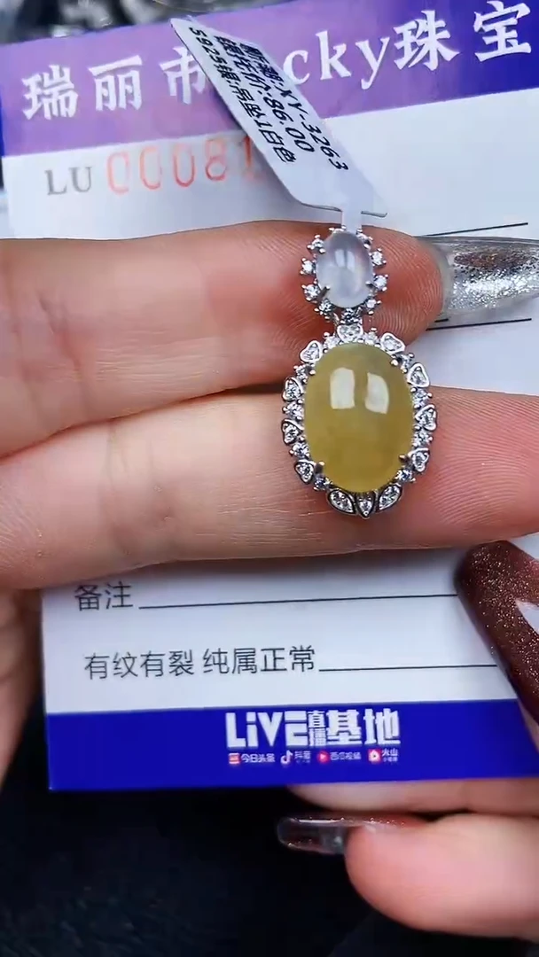 颈饰银S925镶嵌翡翠8102