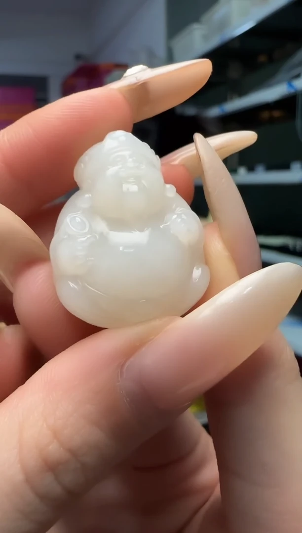 颈饰未镶嵌和田玉白玉财神吊坠