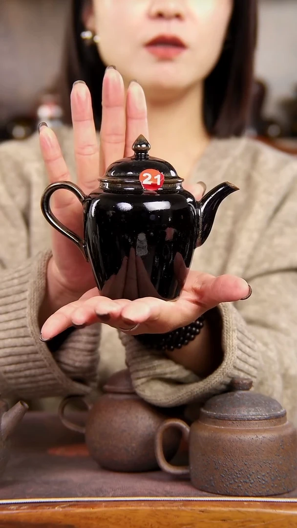 @***然原矿黑釉色的泡茶壶300cc
