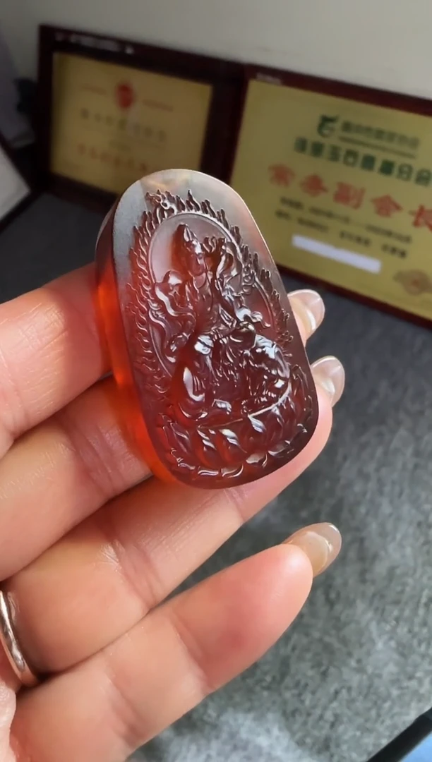 琥珀颈饰未镶嵌静**默#45缅甸琥珀紫罗兰吊坠