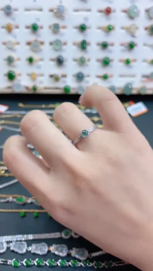 银S925镶嵌戒指翡翠天然翡翠