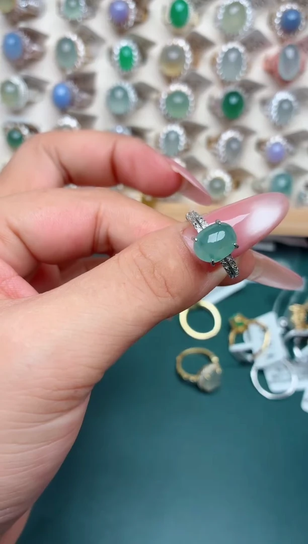 银S925镶嵌戒指翡翠.