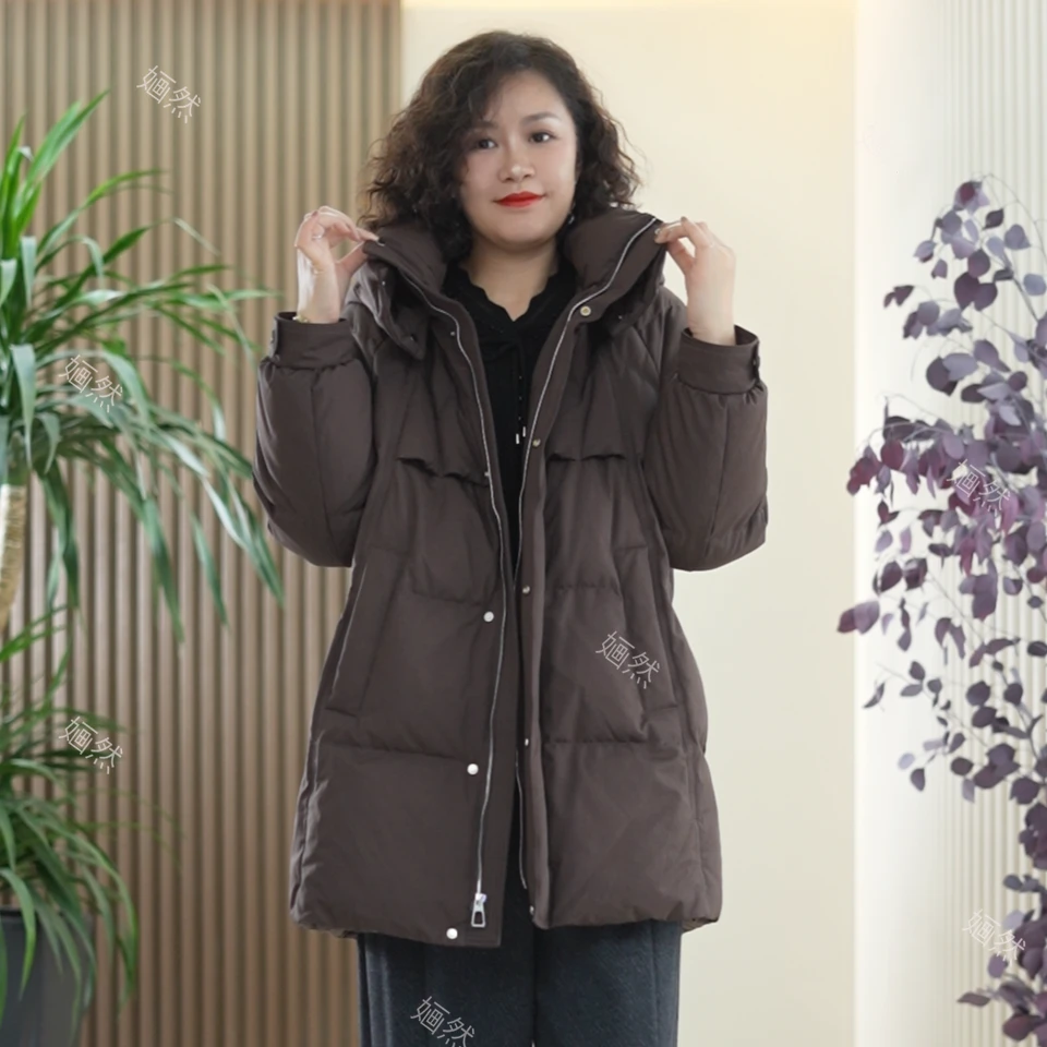 加厚款微茧型羽绒服连帽保暖时尚阔版新国标90白鸭绒冬季外套女潮