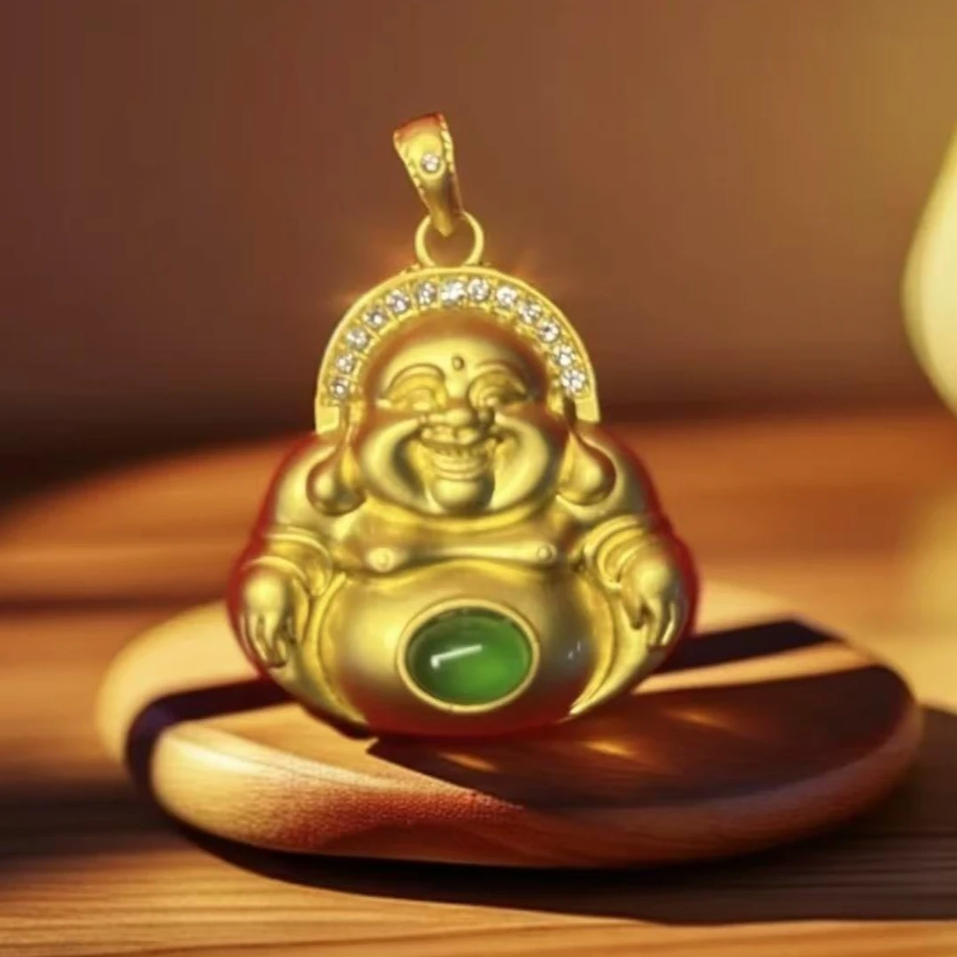 经典时尚爆款弥勒佛玛瑙吊坠-男女同款-赠送链子-带礼盒证书