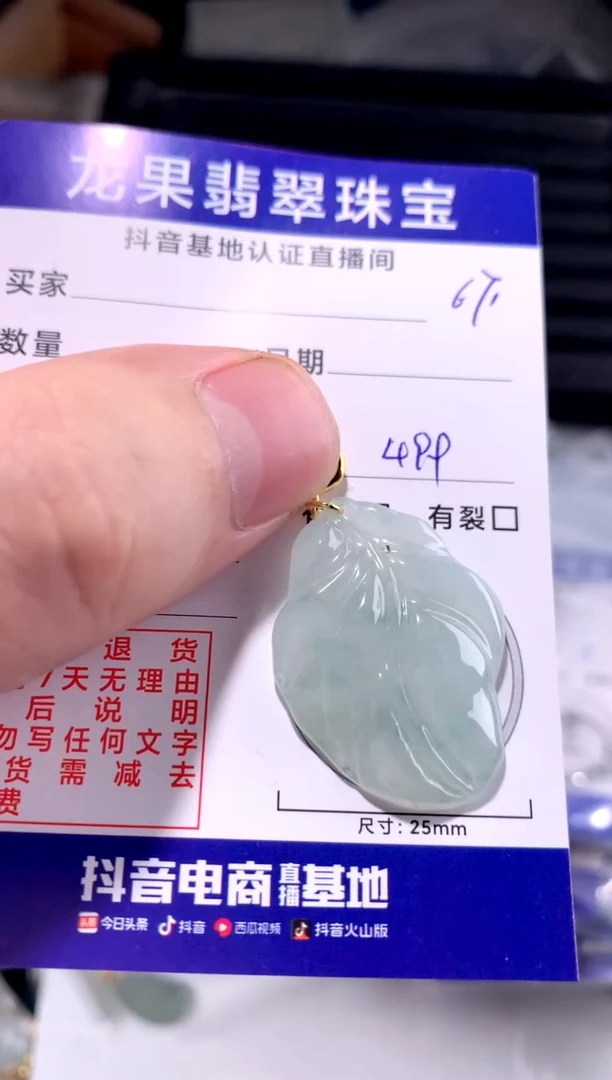 颈饰未镶嵌翡翠冰胶随形叶子671