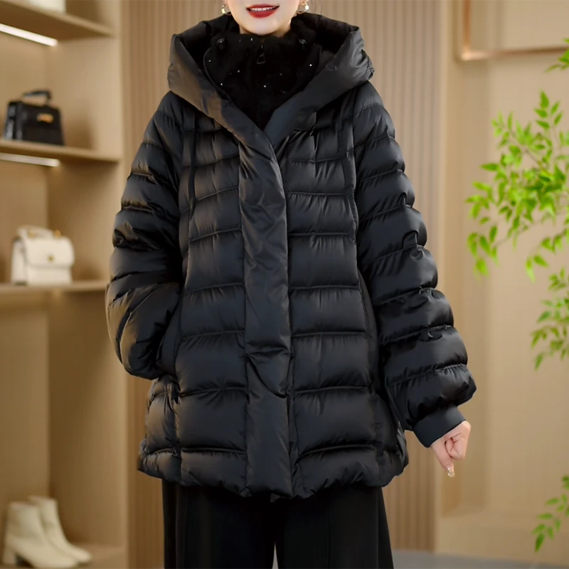 25919冬季新款优雅时尚百搭气质显瘦减龄休闲90白鸭绒羽绒服