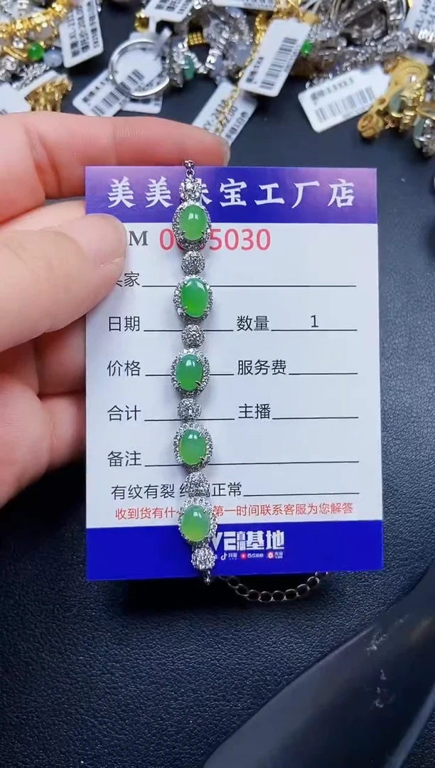 翡翠银S925镶嵌颈饰5030