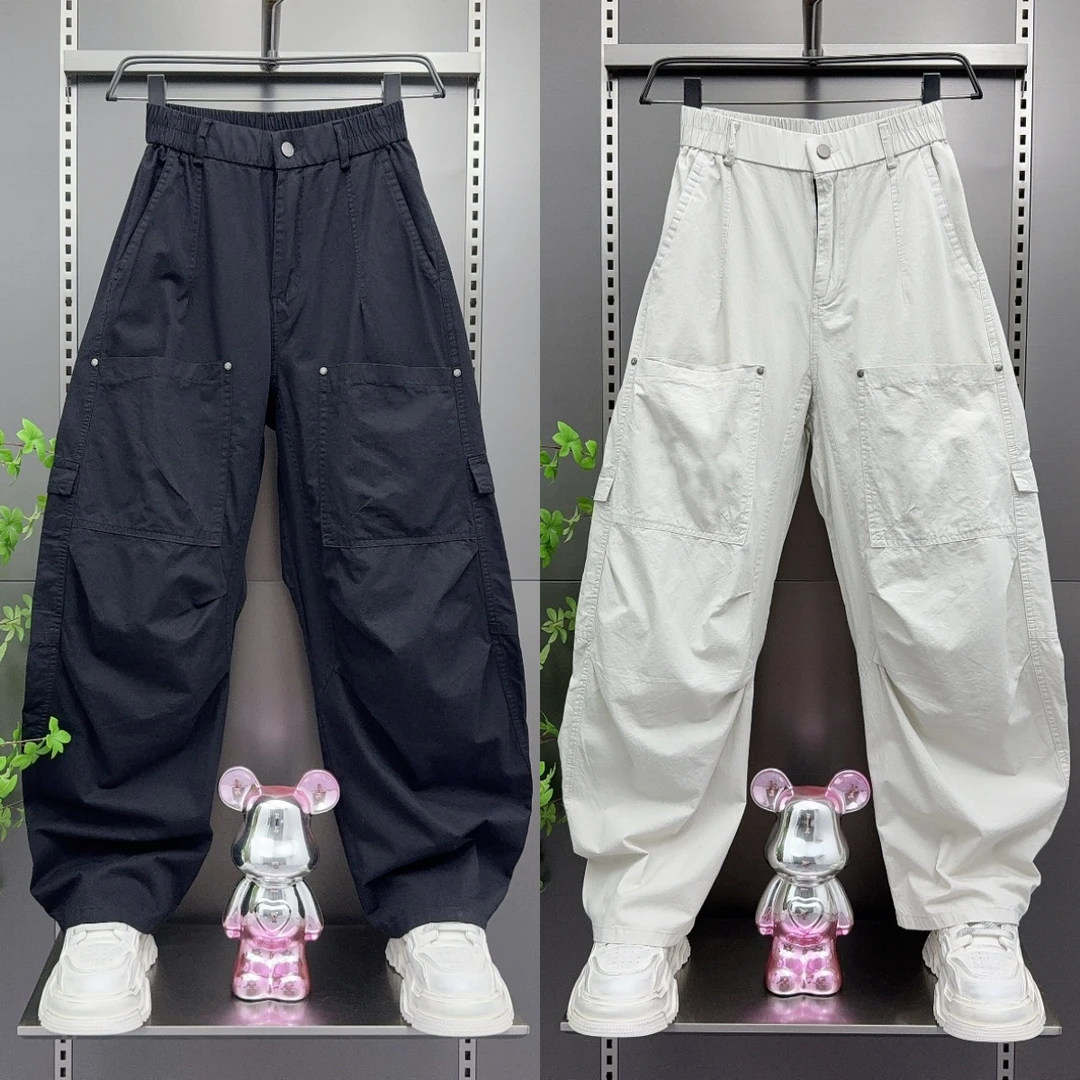 日系潮男工装休闲裤夏季薄款百搭宽松阔腿哈伦裤痞帅速干直筒长裤