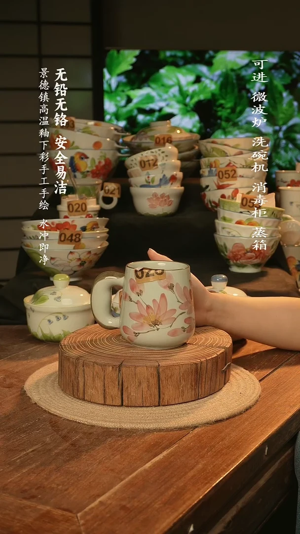 瓷景德镇高温瓷釉下彩手绘陶瓷