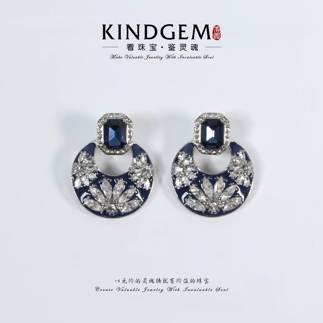 铜合金锆石耳饰 KindGem 时尚轻奢设计师款百搭耳环C-45155