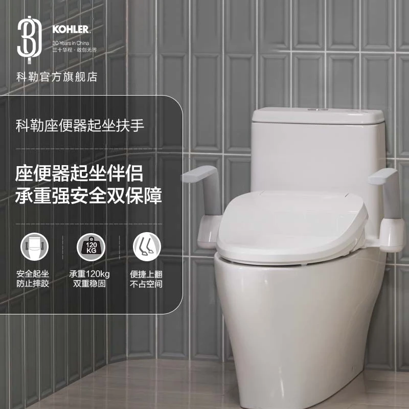 科勒老年人家用卫生间便捷坐便器简易扶手加宽加固安全马桶22091T