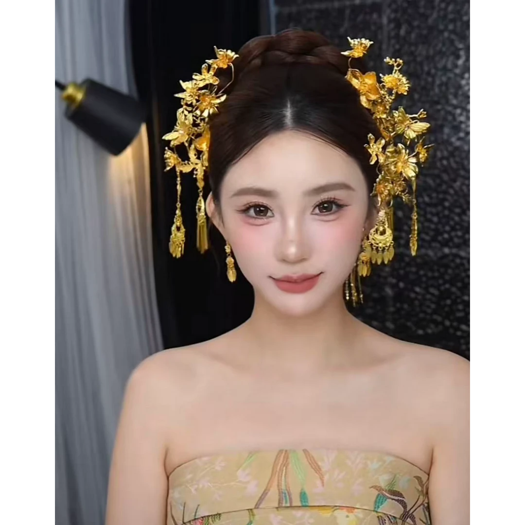 合金婚庆饰品 2025新款金色福利百搭新娘饰品392无礼盒