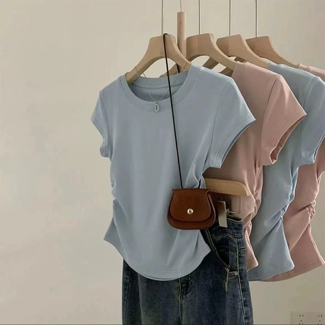 小蛮腰褶皱T恤674