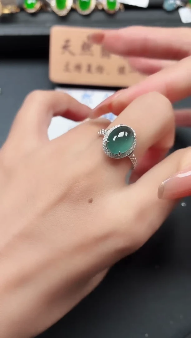 银S925镶嵌戒指翡翠111