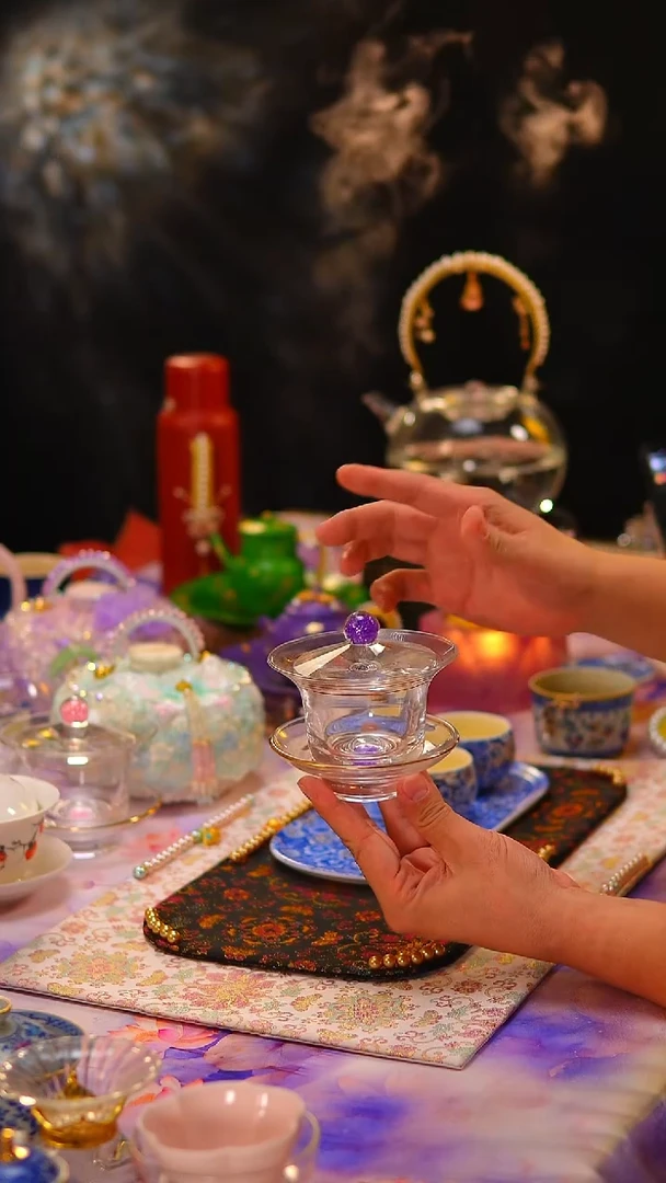 062水晶盖碗水晶盖碗紫色