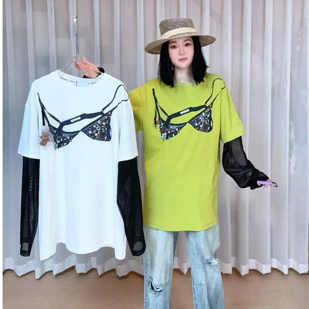 丿未 PUREVENUS新品25春夏彩色宝石胸衣T恤长袖女