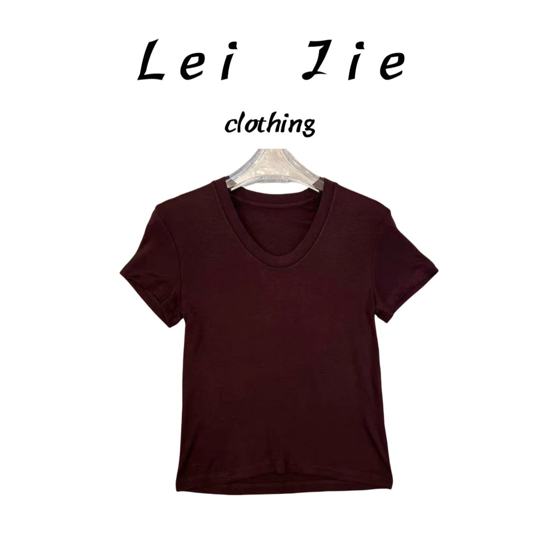 【Lei Jie】简约休闲百搭小U领短袖T恤508
