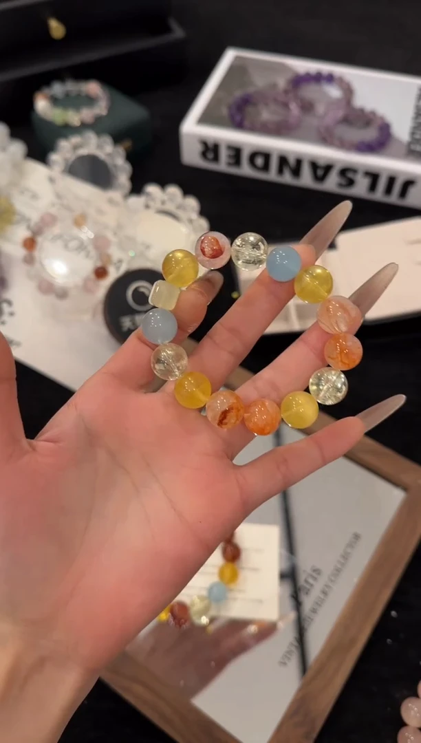 未镶嵌手链水晶黄色系多宝x3404