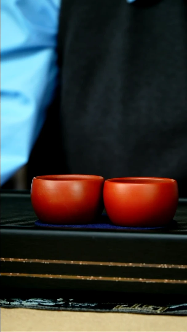 紫砂朱泥杯80cc 一对