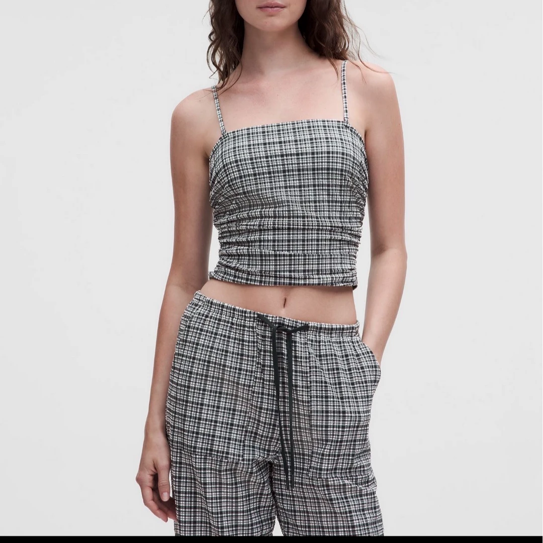 lululemon Seersucker Check Strappy Tank 女泡泡纱吊牌背心抹胸
