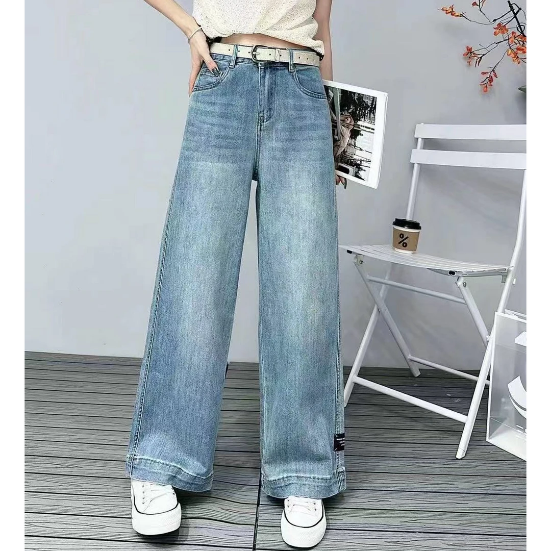 小施家夏季潮流时尚百搭微阔腿牛仔裤6221