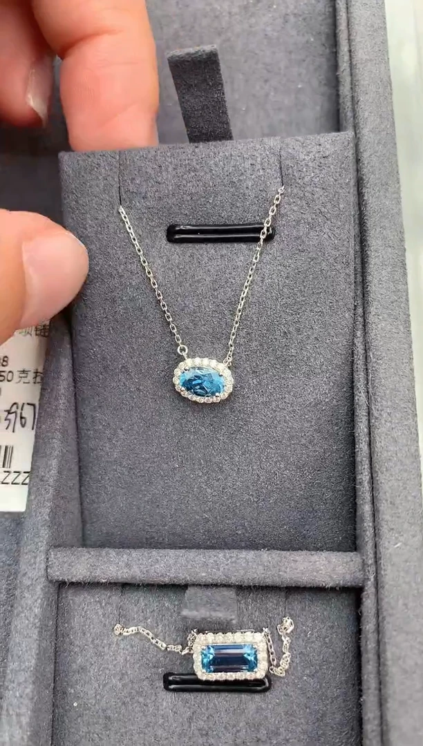 【闪购商品】海蓝宝石套链18K金镶嵌45分海蓝宝套链